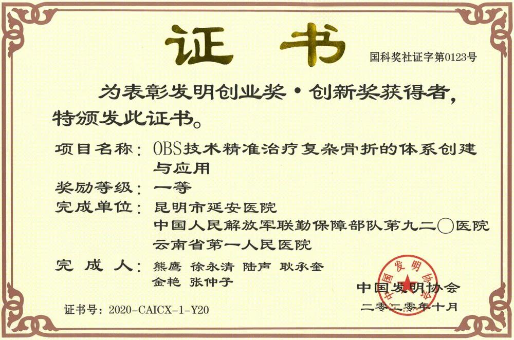 熊鹰教授、陆声教授荣获中国发明协会“发明创业奖·创新奖”一等奖